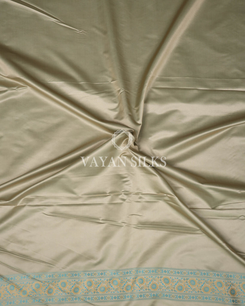 Ice Blue Pure Banarasi Mashru Silk Saree