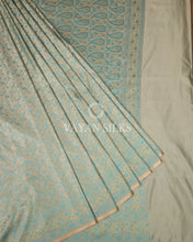 Load image into Gallery viewer, Ice Blue Pure Banarasi Mashru Silk Saree
