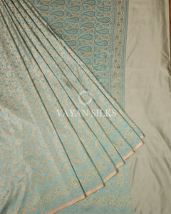 Ice Blue Pure Banarasi Mashru Silk Saree