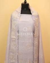 Load image into Gallery viewer, Light Lavender Pure Mul Banarasi Silk Unstitched Suit Set