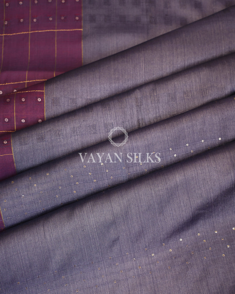 Lavender Purple Handwoven Pure Tussar Silk Saree