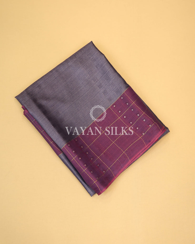 Lavender Purple Handwoven Pure Tussar Silk Saree