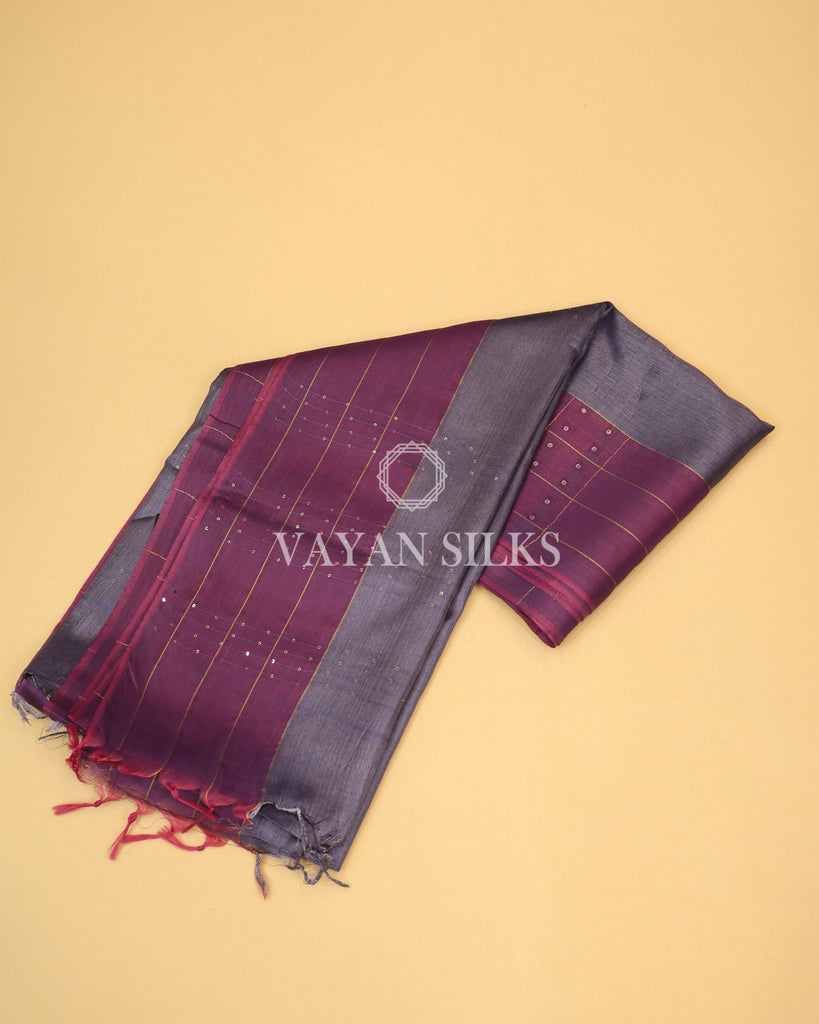 Lavender Purple Handwoven Pure Tussar Silk Saree
