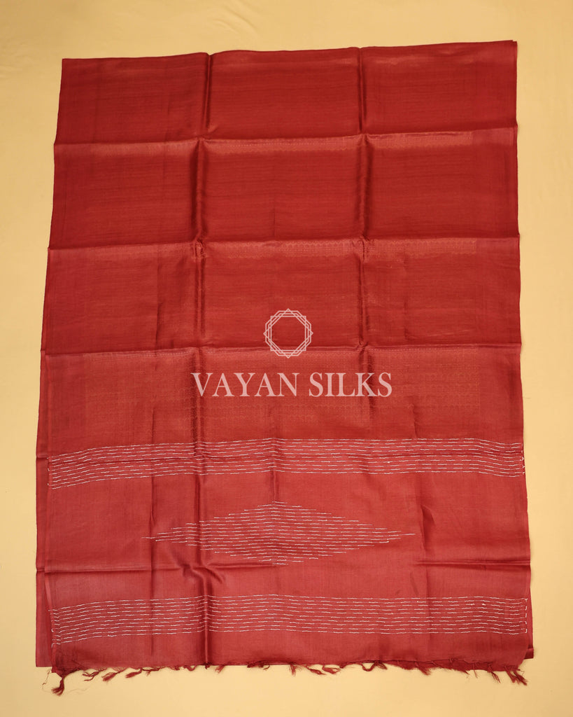 Maroon Copper Zari Woven Pure Tussar Silk Saree