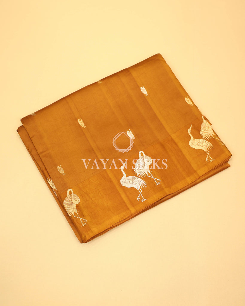 Mustard Pure Katan Banarasi Silk Saree