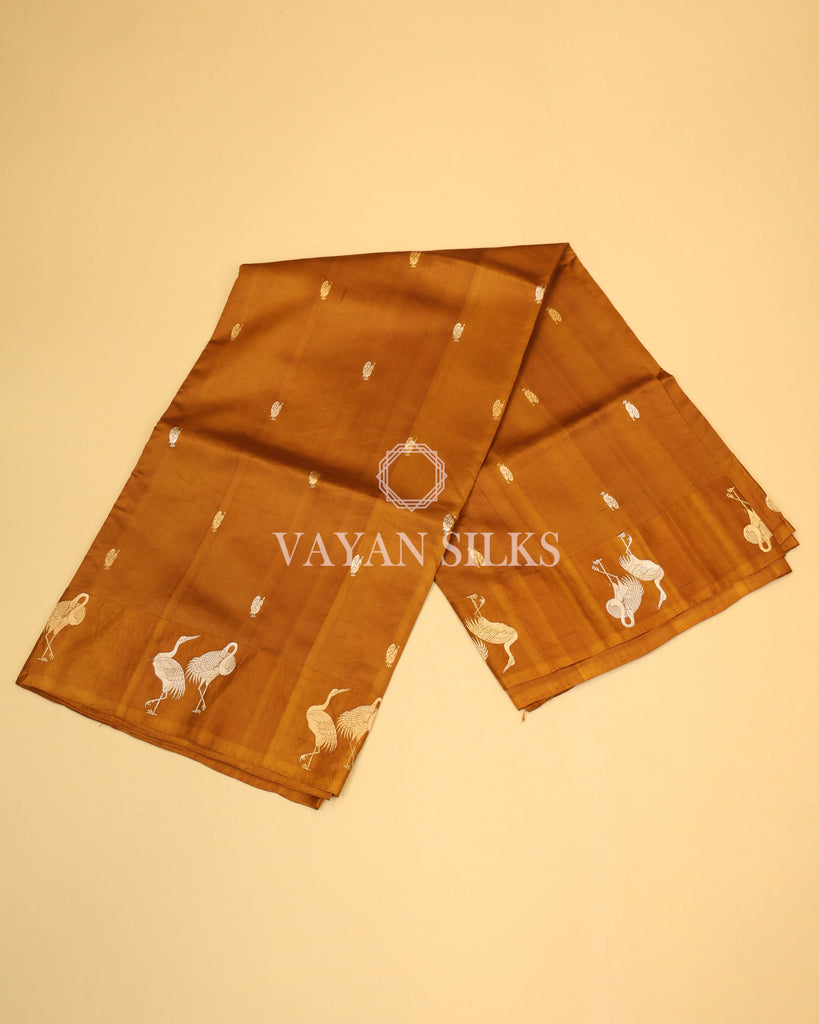 Mustard Pure Katan Banarasi Silk Saree