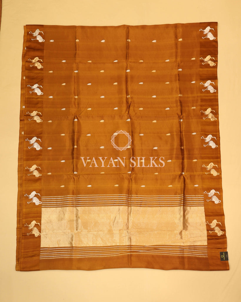 Mustard Pure Katan Banarasi Silk Saree