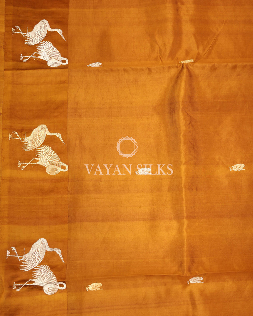 Mustard Pure Katan Banarasi Silk Saree