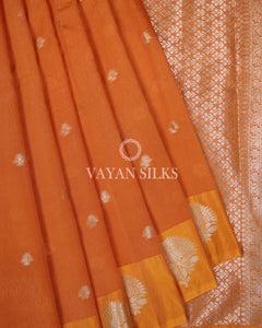 Orange Banarasi Tussar Silk Saree