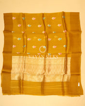 Load image into Gallery viewer, Mustard Yellow Pure Kora  Banarasi Silk Saree