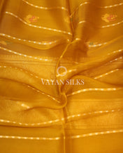 Load image into Gallery viewer, Mustard Yellow Pure Kora  Banarasi Silk Saree