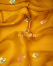 Load image into Gallery viewer, Mustard Yellow Pure Kora  Banarasi Silk Saree