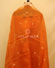 Load image into Gallery viewer, Orange Kora Banarasi Silk Unstitched Suit Set