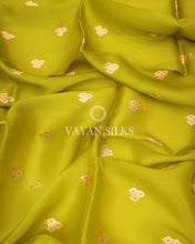 Load image into Gallery viewer, Parrot Green Pure Kora  Banarasi Silk Saree