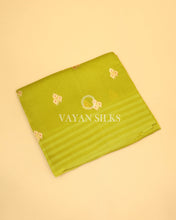 Load image into Gallery viewer, Parrot Green Pure Kora  Banarasi Silk Saree