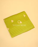 Parrot Green Pure Kora  Banarasi Silk Saree