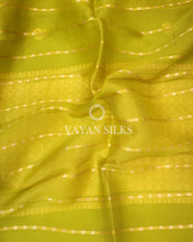Load image into Gallery viewer, Parrot Green Pure Kora  Banarasi Silk Saree