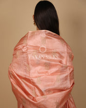 Load image into Gallery viewer, Peach Embroidered Pure Tussar Silk Unstitched Suit Set