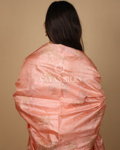 Load image into Gallery viewer, Peach Embroidered Pure Tussar Silk Unstitched Suit Set