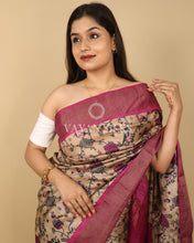 Load image into Gallery viewer, Pink Beige Printed Pure Tussar Silk Saree