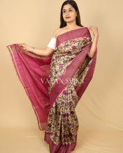 Load image into Gallery viewer, Pink Beige Printed Pure Tussar Silk Saree