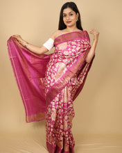 Load image into Gallery viewer, Pink Printed Pure Tussar Silk Saree