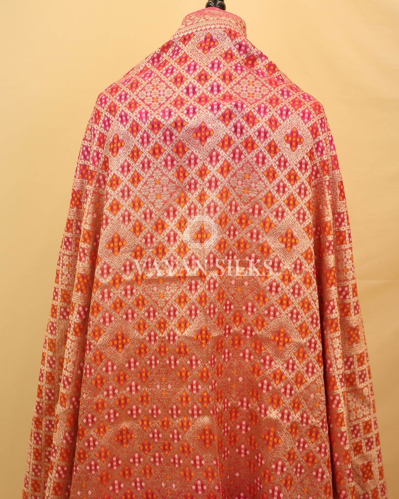 Pink Banarasi  Georgette Silk Unstitched Suit Set