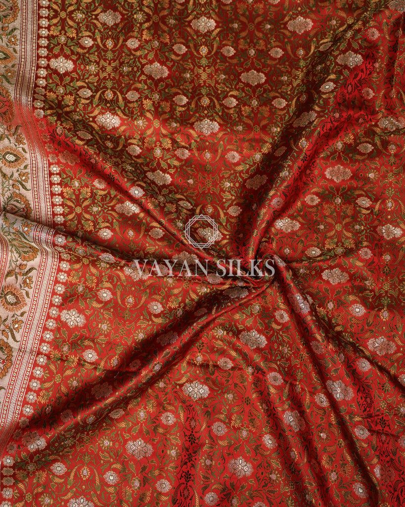 Pink Pure Jamdani Banarasi Silk Saree