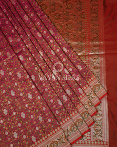Pink Pure Jamdani Banarasi Silk Saree