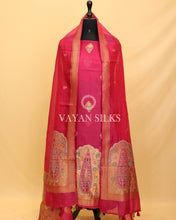 Load image into Gallery viewer, Pink Pure Organza Tilfi Banarasi Silk Unstitched Suit Set
