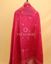 Load image into Gallery viewer, Pink Pure Organza Tilfi Banarasi Silk Unstitched Suit Set