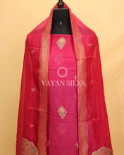 Load image into Gallery viewer, Pink Pure Organza Tilfi Banarasi Silk Unstitched Suit Set