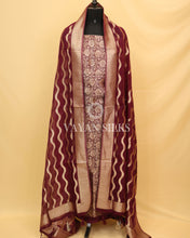 Load image into Gallery viewer, Purple Banarasi Brocade Organza Silk Unstitched Suit Set