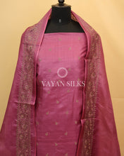 Load image into Gallery viewer, Purple Embroidered Pure Tussar Silk Unstitched Suit Set