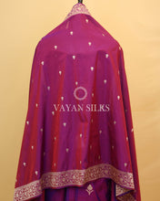 Load image into Gallery viewer, Purple Banarasi Silk Unstitched Suit Set