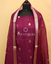 Load image into Gallery viewer, Purple Kora Banarasi Silk Unstitched Suit Set