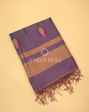 Load image into Gallery viewer, Purple Pure Linen Silk Saree