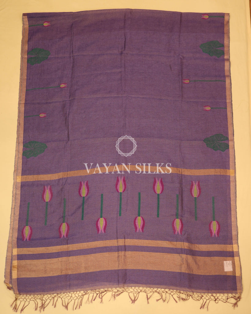 Purple Pure Linen Silk Saree