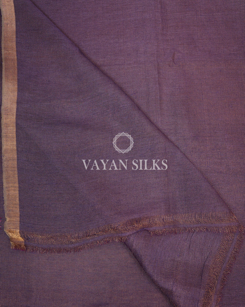 Purple Pure Linen Silk Saree