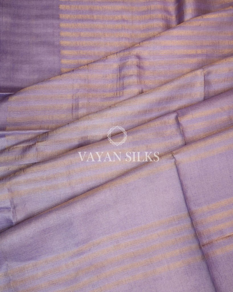 Lavender Handwoven Pure Tussar Silk Saree