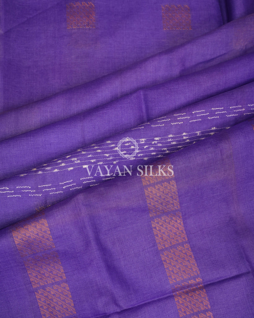 Purple Copper Zari Woven Pure Tussar Silk Saree