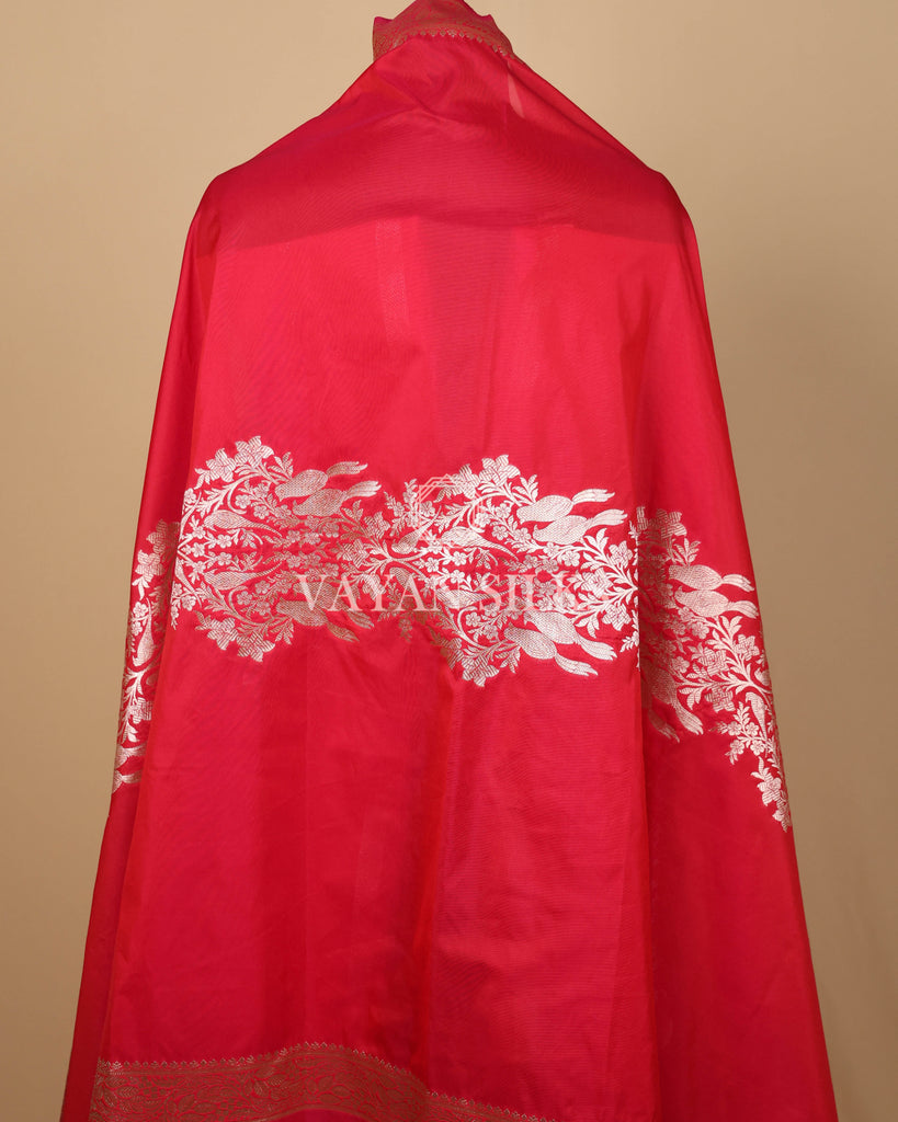 Pink Banarasi Silk Unstitched Suit Set