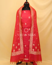 Load image into Gallery viewer, Red Banarasi Silk Unstitched Suit Set