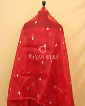Load image into Gallery viewer, Red Kora Banarasi Silk Unstitched Suit Set