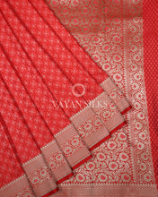 Load image into Gallery viewer, Coral Red Pure Banarasi  Mashru Silk Saree
