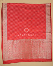 Load image into Gallery viewer, Coral Red Pure Banarasi  Mashru Silk Saree