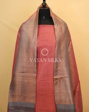 Load image into Gallery viewer, Rose Maroon Pure Tussar Tissue Silk Unstitched Suit Set