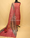 Rose Maroon Pure Tussar Tissue Silk Unstitched Suit Set