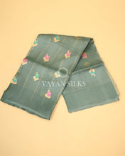 Load image into Gallery viewer, Sage Green Pure Kora  Banarasi Silk Saree