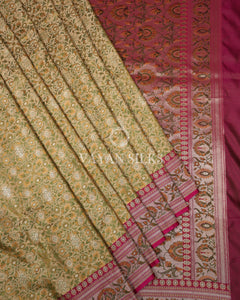 Sage Green Pure Jamdani Banarasi Silk Saree
